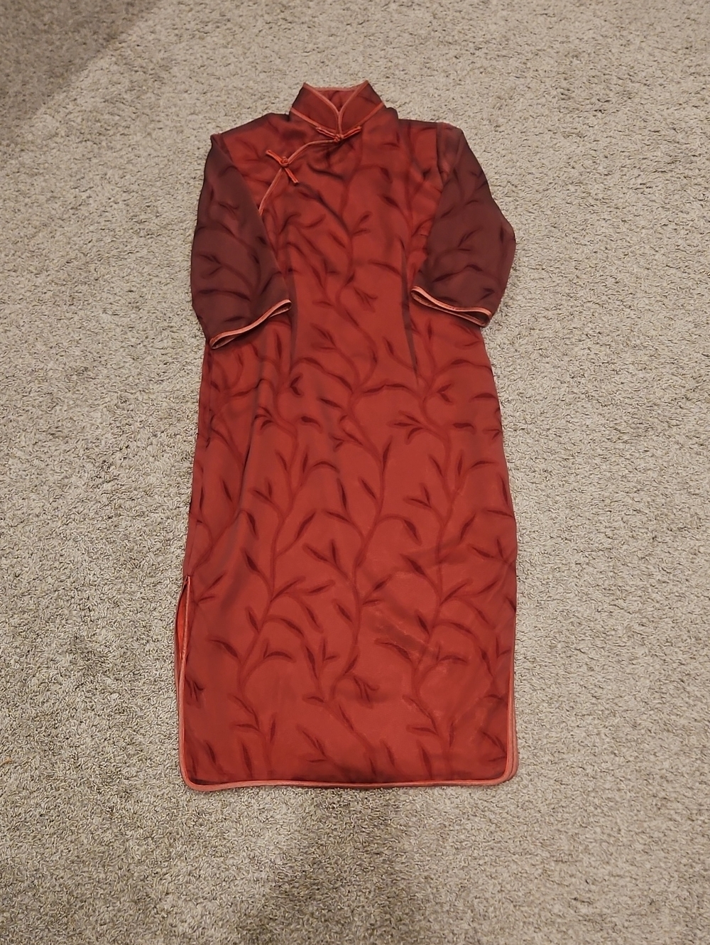 Rust Red Traditional Mandarin Collar Dress